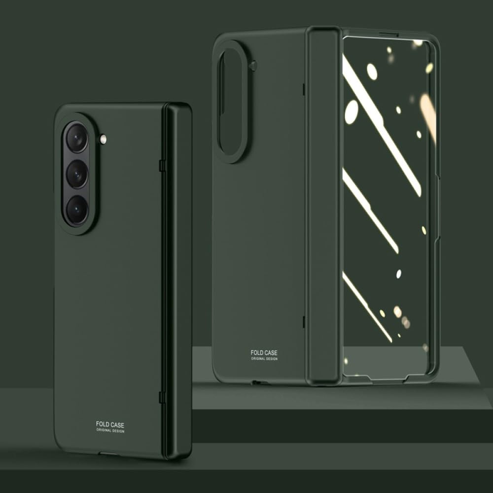 Per Samsung Galaxy Z Fold 5 Custodia Pellicola a conchiglia Integrata Custodia ultrasottile con cerniera pieghevole opaca Custodia all-inclusive, verde, per Galaxy Z Fold 5