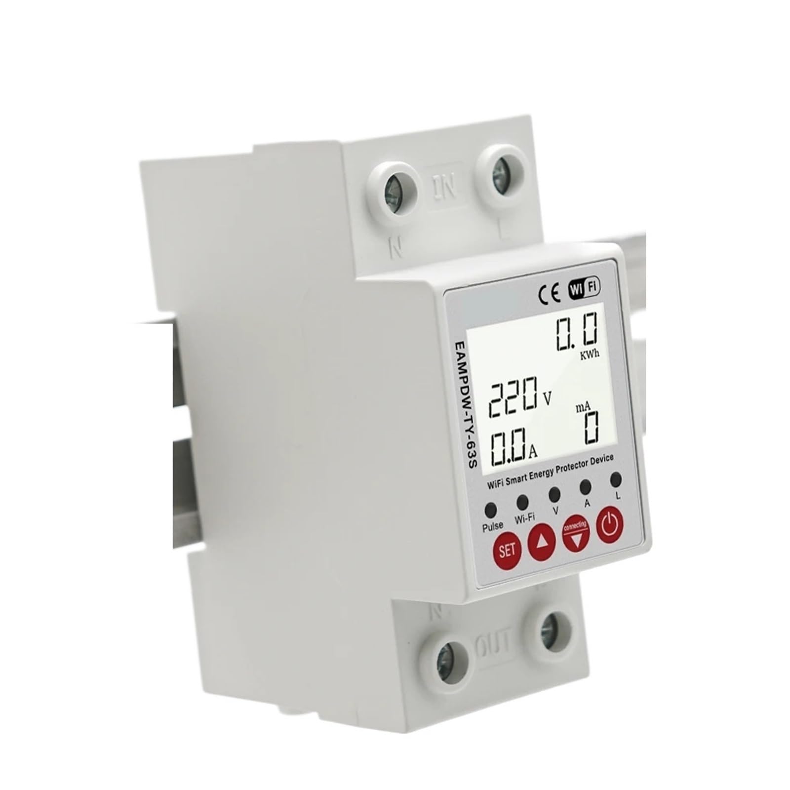 Disjoncteur WiFi Tuya 63A avec mesure bidirectionnelle et protection de terre