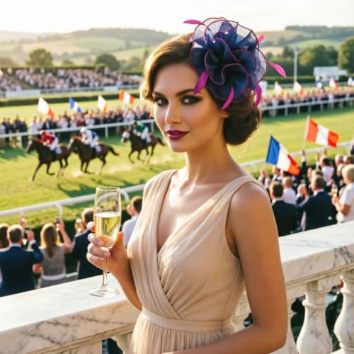 Image of DRESHOW Fascinators Hat Tea Party Headwear Ribbons Feathers on a Headband and a Clip for Women