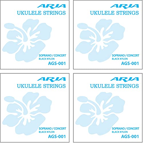 AA ubNiC EN \vm/RT[gp Aria Black Nylon Ukulele Strings AGS-001 (4Zbg)