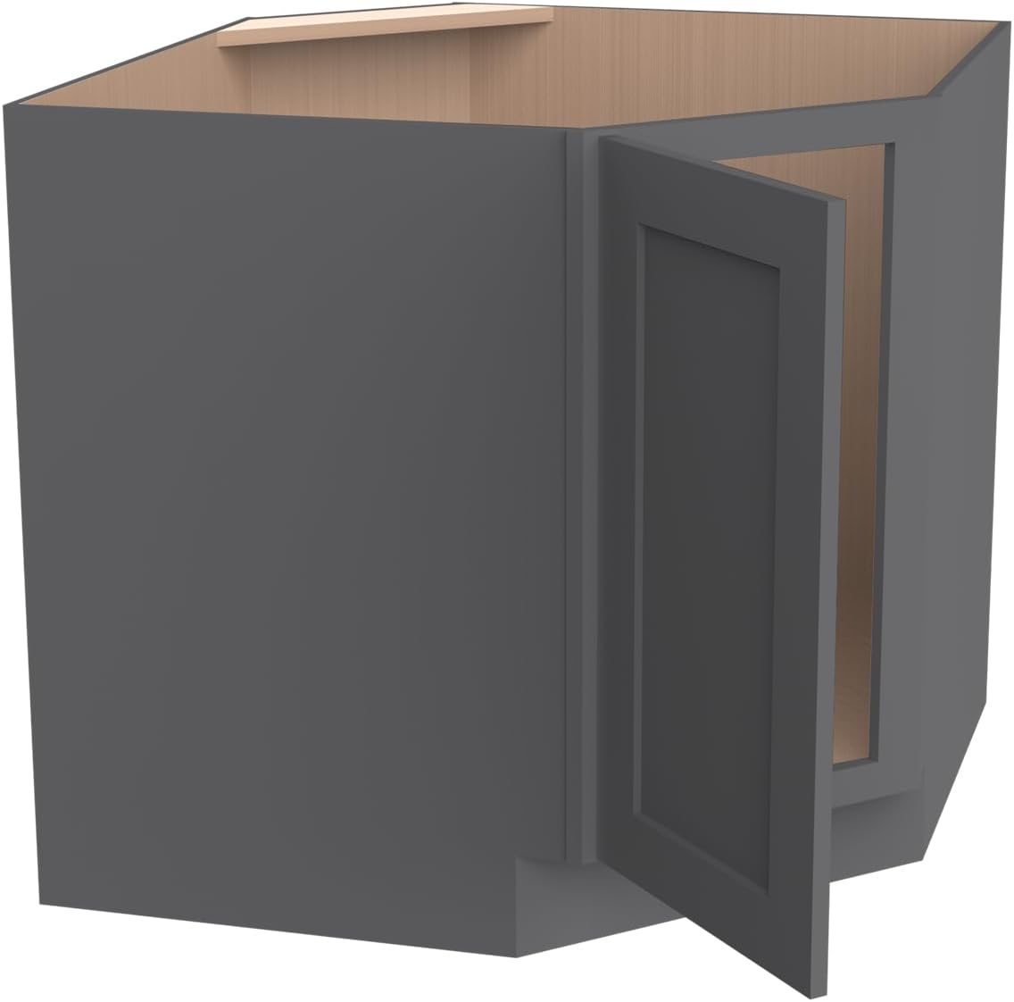 Diagonal Corner Kitchen Cabinet – Solid Wood – Freestanding Storage Organizer for Kitchen, Pantry (SK-Pebble Gray, 36" W x 24" D x 36.5" H)