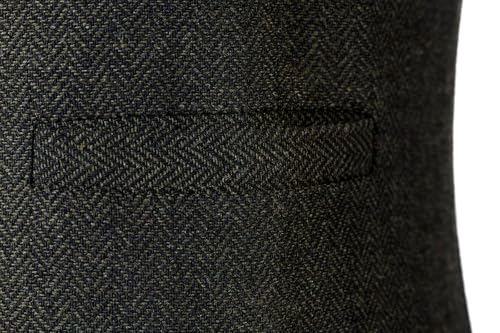 Image of SOLOVEDRESS Mens Vintage Tweed Suit Vest V Neck Casual Wool Waistcoat for Wedding Groomsmen