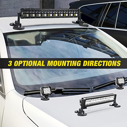 Image of Nilight 2PCS Magnetic Base Light Bar Mounts Universal Fit Strong Sucker Holder W /Rubber Boot for LED Pod Work Lights Auxiliary Driving Lamp on Roof Hood of Off Road Truck SUV Tractor Golf Cart Boats