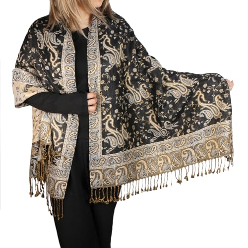 Women Paisley Pashmina Shawl Wrap Colorful Pattern Rave Winter Oversized Scarf