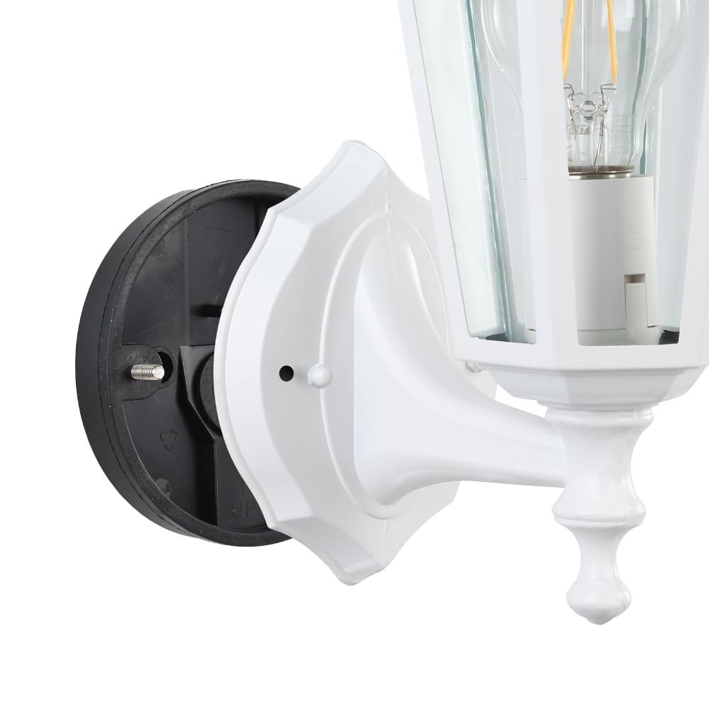 EGLO Außen-Wandlampe Laterna 5, 1 flammige Außenleuchte, Wandleuchte aus Aluguss und Glas, Farbe: Weiß, Fassung: E27, IP44 (Packung mit 2)