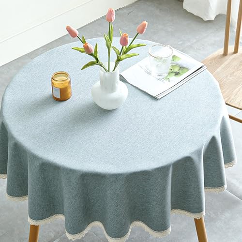 Nappe en polyester protégeant la table ronde des taches d'huile et rayures - 7