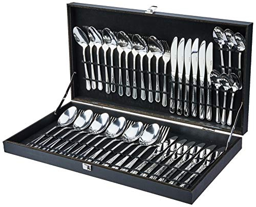 Faqueiro Chanfrado com Estojo de Madeira 42 Peças, Euro, FQM352-PM-015, Euro Home