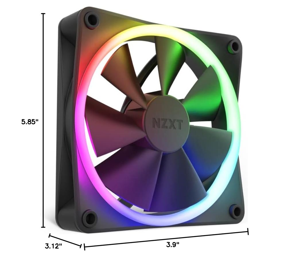 NZXT F120 RGB Fans - RF-R12SF-B1 - Advanced RGB Lighting Adjustment - Whisper Quiet Cooling - Single (RGB Fan and Controller Required & Not Included) - 120 mm Fan - Black