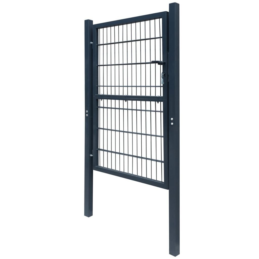 Cancela de Valla 2D Individual Gris Antracita 106x230 cm, Puertas Metalicas Exterior, Puerta Jardin, Valla De Jardin, Puerta De Jardín - 141745