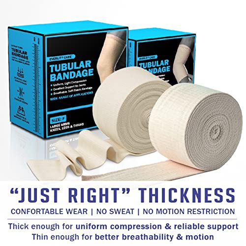 everlit elasticated tubular support bandage  stockinette tubing for large arm knees legs  light to moderate compression bandage roll for tissue support size e  3534 x 11 yd
