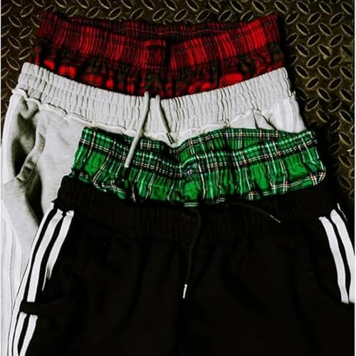 Double Waisted Sweatpants Men Casual Striped Boxer Sweatpants High Rise Wide Leg Baggy Sweat Pants with Elastic Drawstring4