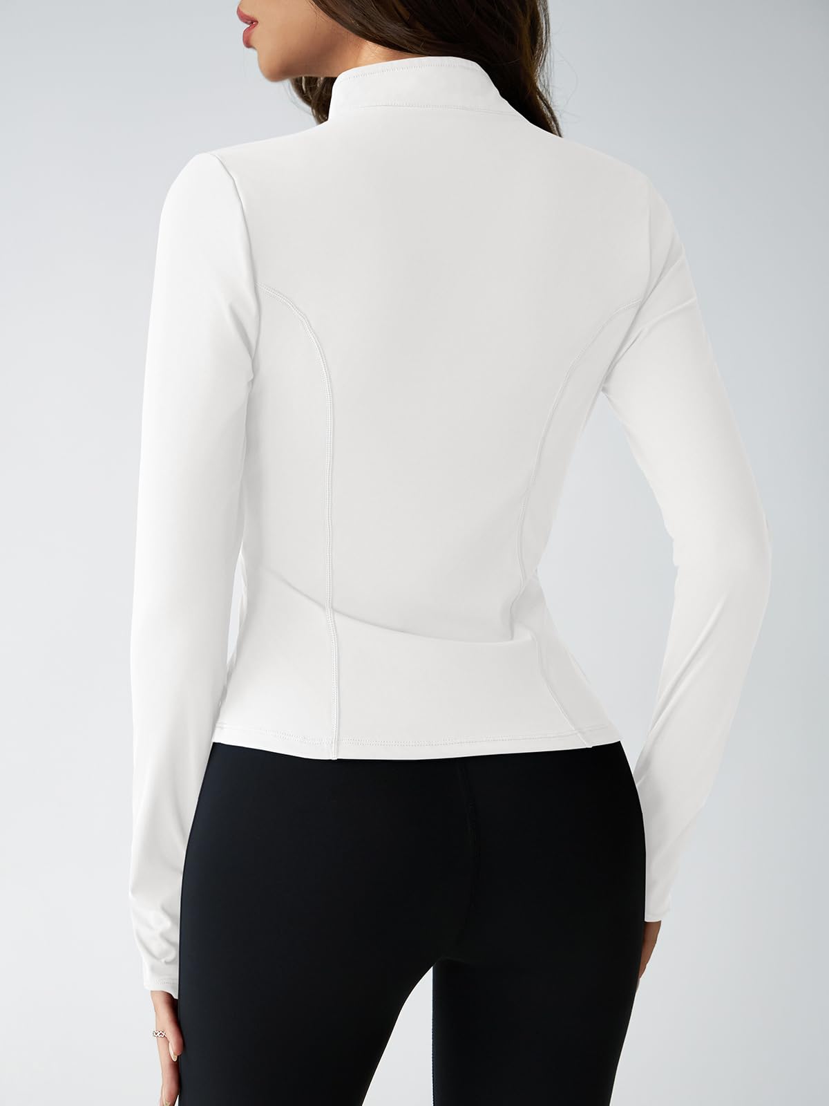 Fisoew Giacca sportiva da donna a maniche lunghe, con chiusura lampo, UPF 50+, sportiva, per yoga, palestra, fitness