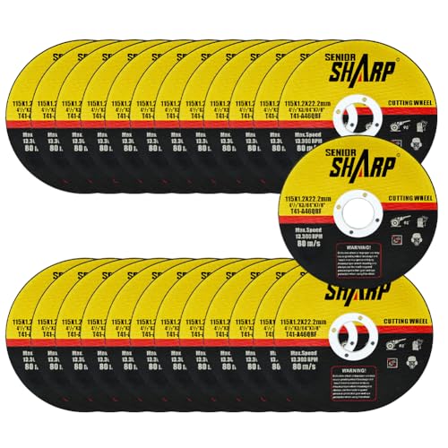 URAQT Disco de Corte 115 Metal para Amoladora Angular, 25 Discos de Corte de Metal, 115mm*1.2mm Discos para Amoladora ángular, Discos de Corte para Metal, Acero Inoxidable, Acero, Chapa, Tubo de Acero
