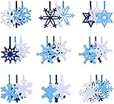 Las figuras son de 3 colores(azul marino, azul y blanco), son una excelente decoración colgante para adornar tu árbol de Navidad.