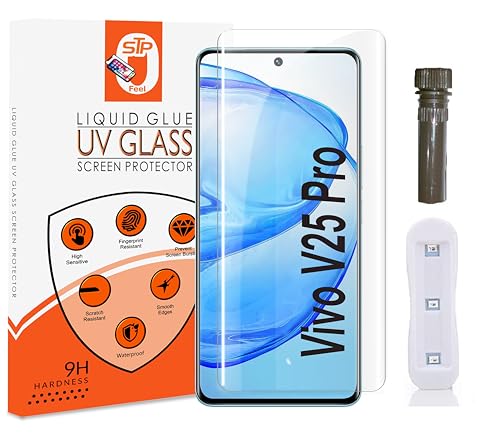 Image of STP FEEL (Pack of 2 Premium Curved UV Tempered Glass for Vivo V25 Pro (6.55 Inch) Advanced Border Less Full Screen Coverage Screen Protector Guard with Installation Kit