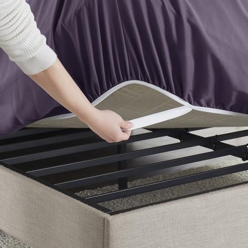 Image of Hearth & Harbor Extra Deep Pocket Queen Fitted Sheet - Fits 18 to 24 Inch Mattress - Ultra Soft 1800 Microfiber, Wrinkle-Free & Breathable - Hotel Luxury Fitted Sheet Only, Purple