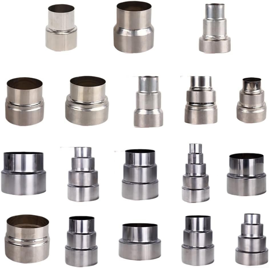 Reductor de revestimiento de humo de acero inoxidable, adaptador de reducción de tubería de conexión de tubería de chimenea redonda (Ø100 mm/Ø60 mm)