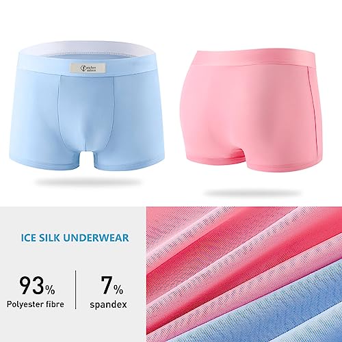 Men's Ice Silk Underwear,Seamless Ultra Thin Breathable Panties Boxer Briefs 4-Pc Short Leg Underpants Men3