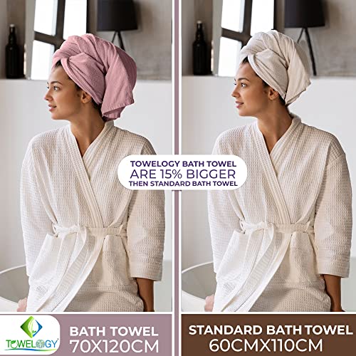 Towelogy® Premium Bath Towels 100% Egyptian Cotton Zero Twist Super Soft & Highly Absorbent Bathroom Towel Tear Resistant Strength 70 x 120cm - Image 3