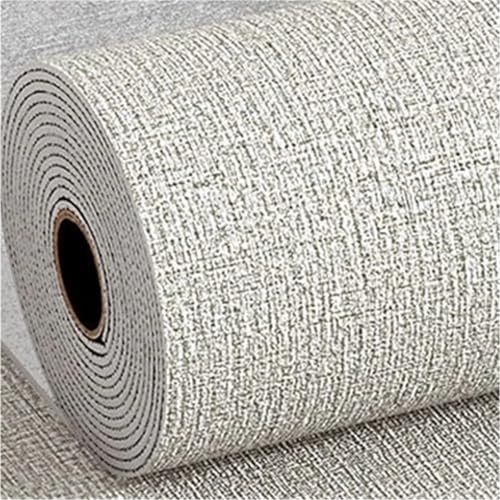 OZLCUA Selbstklebende Isolier-Tapete Leinen-3D-Schaumtapete, selbstklebend, PVC, einfarbig, verdickt, wasserfest, Hintergrund, Wandrenovierung(Linen Grey,50cmx280cm)