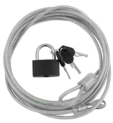 PaulStore Long 3M Steel Security Vinyl Coated Cable & Padlock Bike/Car/Trailer/Secure Lock