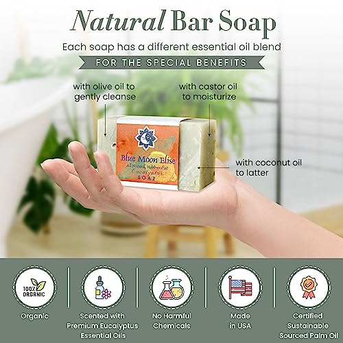 Blue Moon Elise Eucalyptus All Natural Bar Soap For Men And Women, Made With Organic Ingredients, Handmade In The Usa, Moisturizing And Therapeutic For Face/Body, Soap Bar For Sensitive Skin #TOP2