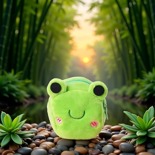 Green Frog Small Coin Purse, Cute Plush Panda Animal Small Coin Purse Zipper Money Wallet Kids Birthday Gift Coin Purses and Pouches4