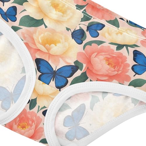 Joisal Pink Peony Flower Blue Butterfly Girls Underwear Toddlers 2t Cotton Little Girl Panties Durable Kids Undies Briefs4