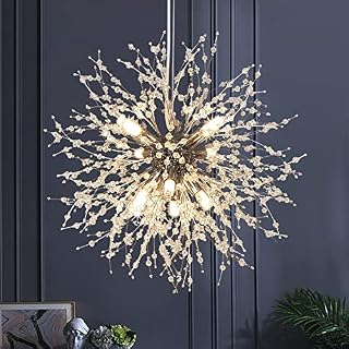 Depuley Dandelion Crystal Chandelier, 8-Light Firework Lamp, Modern Chandeliers Ceiling Light, Sputnik Pendant Light for Living Room, Bedroom, Dining Room, Kitchen, Stairwell