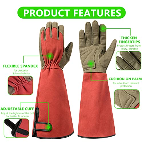 Yionaiyi Professional Rose Pruning Thorn Proof Gardening Gloves With Long Forearm Protection For Men And Women (1 Pair) (Red, Medium)… #TOP4