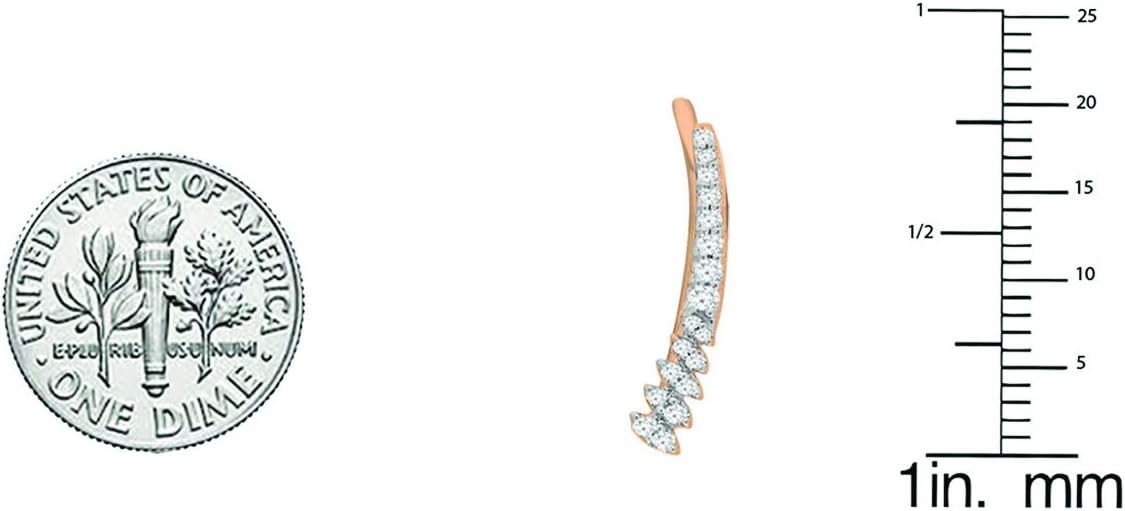 Dazzlingrock Collection 0.30 Ctw 14K Real Solid Gold Round White Natural Diamond Women Climber Earrings