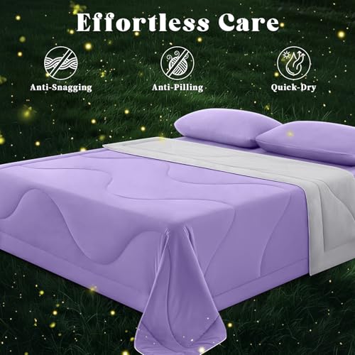 Image of Cooling Comforter King Size, Double-Sided Cooling Blanket for Hot Sleepers & Night Sweats, Arc-Chill Q-Max > 0.4 Breathable Ice Blanket, Lightweight Cold Comforter (108''x90'', Purple)