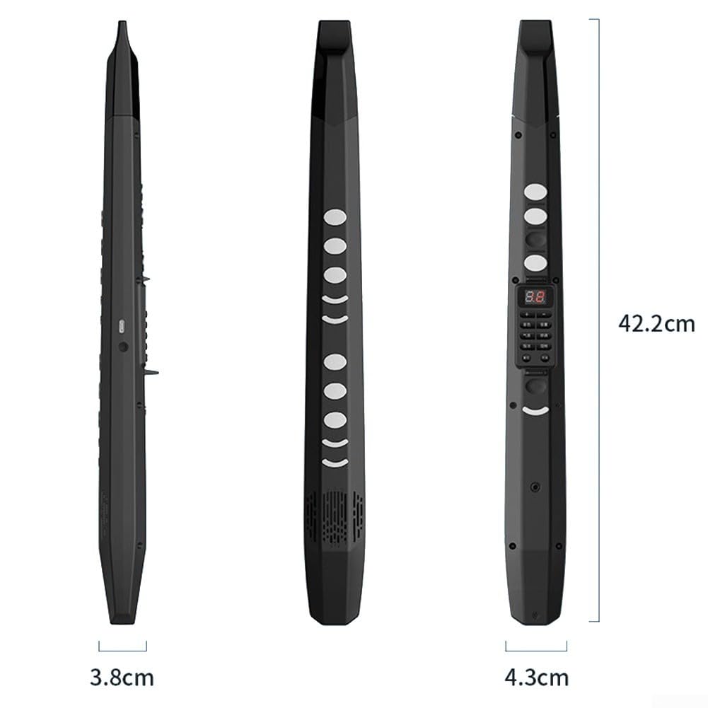 Sassofono flauto elettrico con schermo LED, funzione vocale a 12 toni, per uscita MIDI, effetti cromatici/vibrazioni/flessioni, struttura in plastica ABS - per