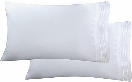 Elegant Comfort Luxury Ultra-Soft 2-Piece Pillowcase Set - 1500 Premium Hotel Quality Microfiber Double Brushed - Wrinkle Resistant, Standard/Queen, White