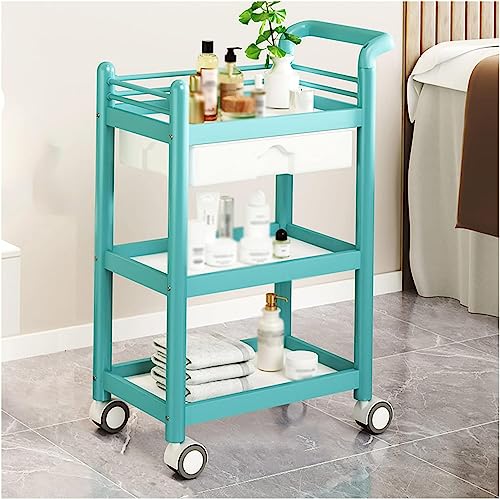Étagère multifonctionnelle verte pour salon de coiffure avec rangement multicouche