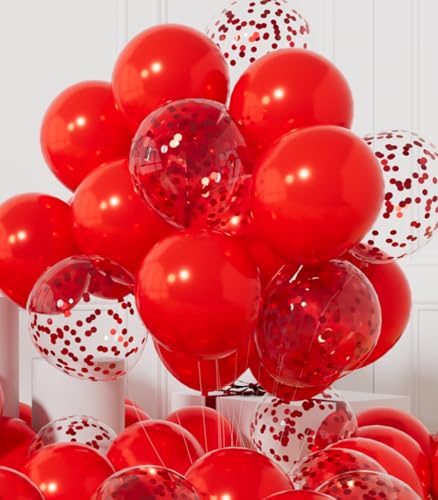 AULE Ballon Bordeaux Confettis Métallique: Lot de 42 Ballons Anniversaire 12 Pouces Marron Ballons de Baudruche à Hélium Femme Ballon Gonflable Décoration...