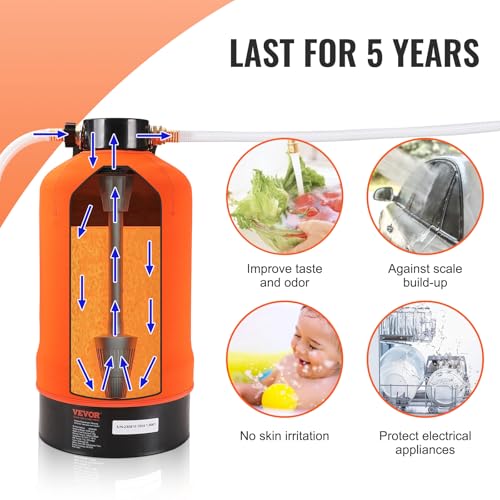 Image of VEVOR RV Water Softener, 16,000 Grain Portable Water Softener, with 3 /4 inch Brass Fittings and 42 inch Hose, Soften Hard Water Filter System for RVs, Trailers, Boats, Mobile Car Washing, Pressure Washing | Filter System for RVs, Trailers, Boats, with 3 /4 inch Brass Fittings and 42 inch Hose, Portable Mobile Car Washing, Pressure Washing