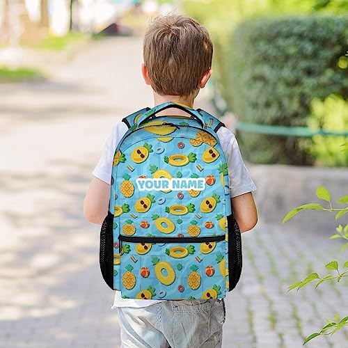 Custom Pineapple Backpack for Girls - 16 Inch Blue Backpacks for School - Cute Lightweight Bookbag for Kids2