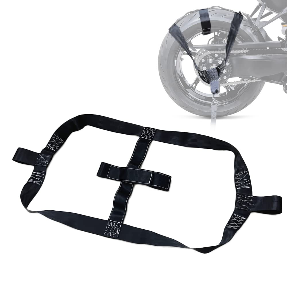 Universal Motorcycle Rear Wheel Tie-Down Strap, Transportation Bundle Belt for Motor Bike Dirt Bike Trailer (Black)