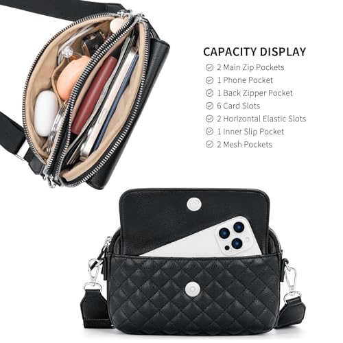 nuoku Small Crossbody Purse for Women, Double Zipper Crossbody Bags for Women Small Size with Phone Pocket4
