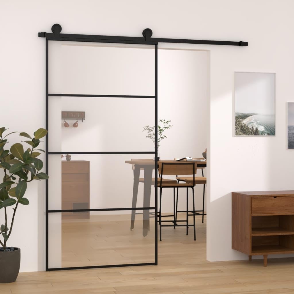 Porta scorrevole in vetro ESG e alluminio, 102,5 x 205 cm