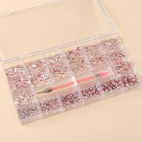 600 Multi-Shape Rhinestones + 3800 Flat Diamonds Mix 20 Styles of Flat Rhinestone Crystals 3D Decorative Flat Stone Gemstone Set + Drill Pen. Suitable for Nail Art. Cover