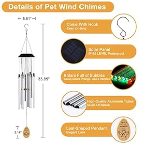 Solar Pet Memorial Wind Chime Dog Memorial Gifts for Loss of Dog Rainbow Bridge Pet Memorial Gifts Loss of Dog Sympathy Gift in Memory of Dog Cat 6 Led Tubes Color Changing Rainbow 33  Cucciolini Doodles Solar pet memorial wind chime dog memorial gifts for loss of dog rainbow bridge pet memorial gifts loss of dog sympathy gift in memory of dog cat 6 led tubes color changing rainbow 33   cucciolini doodles