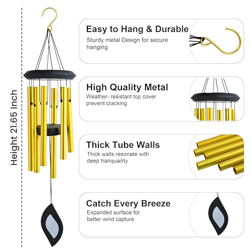 Image of ZAICUS Golden Wind Chime, Metal Wind Bell for Home, Garden, Balcony, Patio & Outdoor Decor