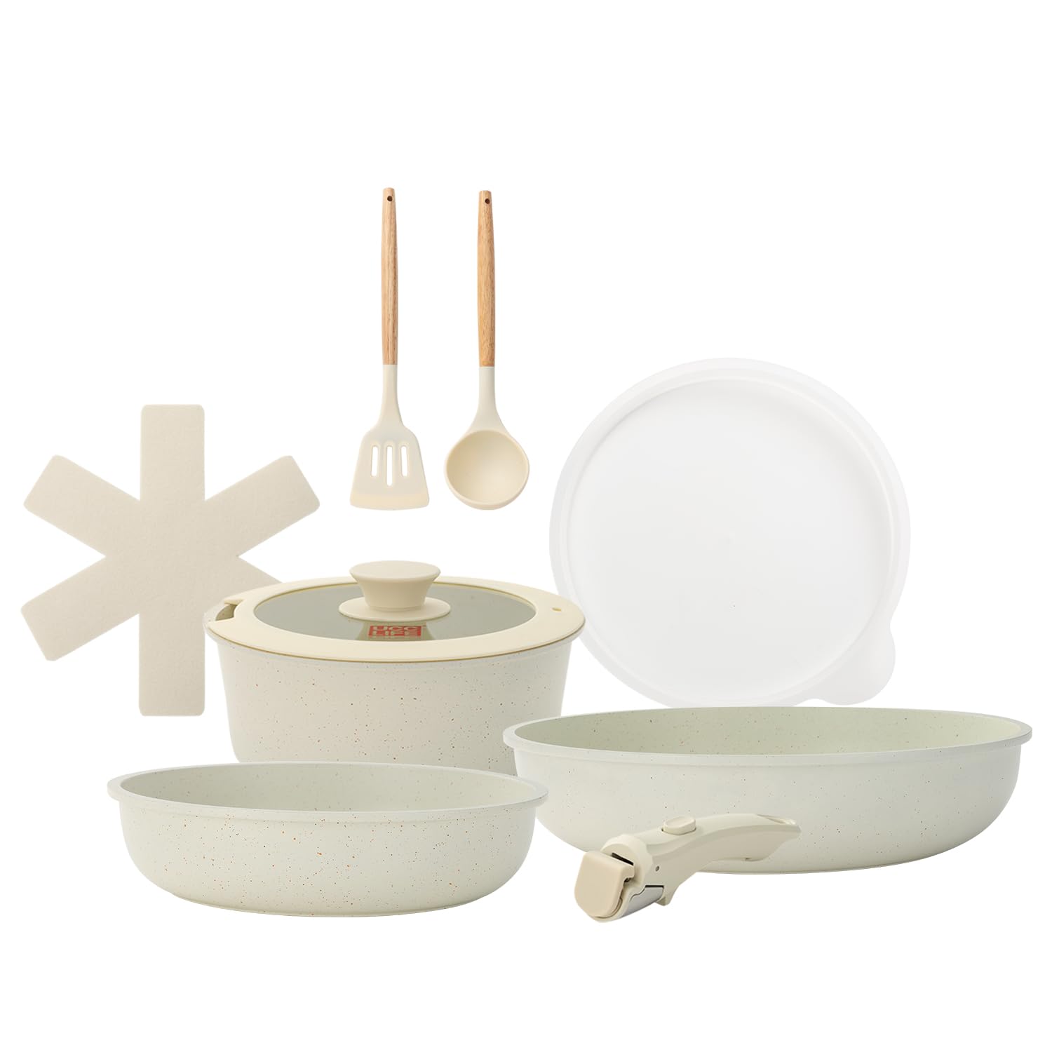 UCClife 9-Piece Nonstick Cookware Set - PFOA/PTFE Free Non-Toxic Pots & Pans, Detachable Handles, Oven & Dishwasher Safe, Scratch Resistant