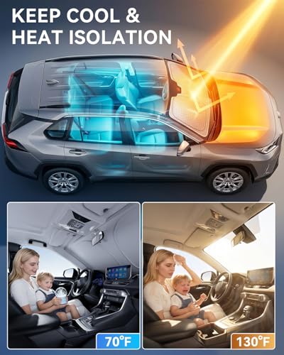 helloleiboo Graphene Windshield Sun Shade for SUVs and Most Mid-Size Sedans, 99% UV Blocki - image 2