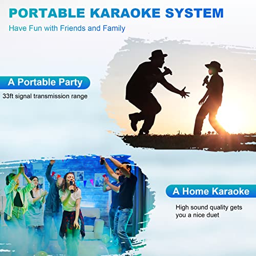 Karaoke Machine for Adults and Kids with 2 Wireless Microphones, Portable Bluetooth Karaoke Microphone Adjustment Singing Karaoke PA Speaker System for Home Party, Outdoor Party, Meeting, Wedding - Image 6