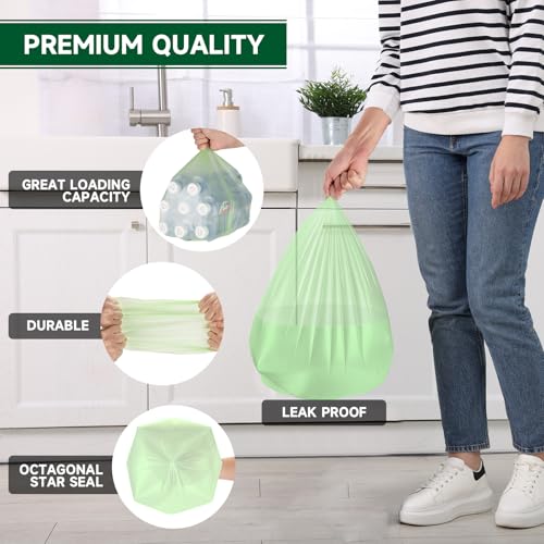Biodegradable Small Trash Bags 4 Gallon, 105 Count Unscented Bathroom Trash Bags, Easy Tearing Small Garbage Bags For Bathroom Bedroom Office, Green_desvips.com