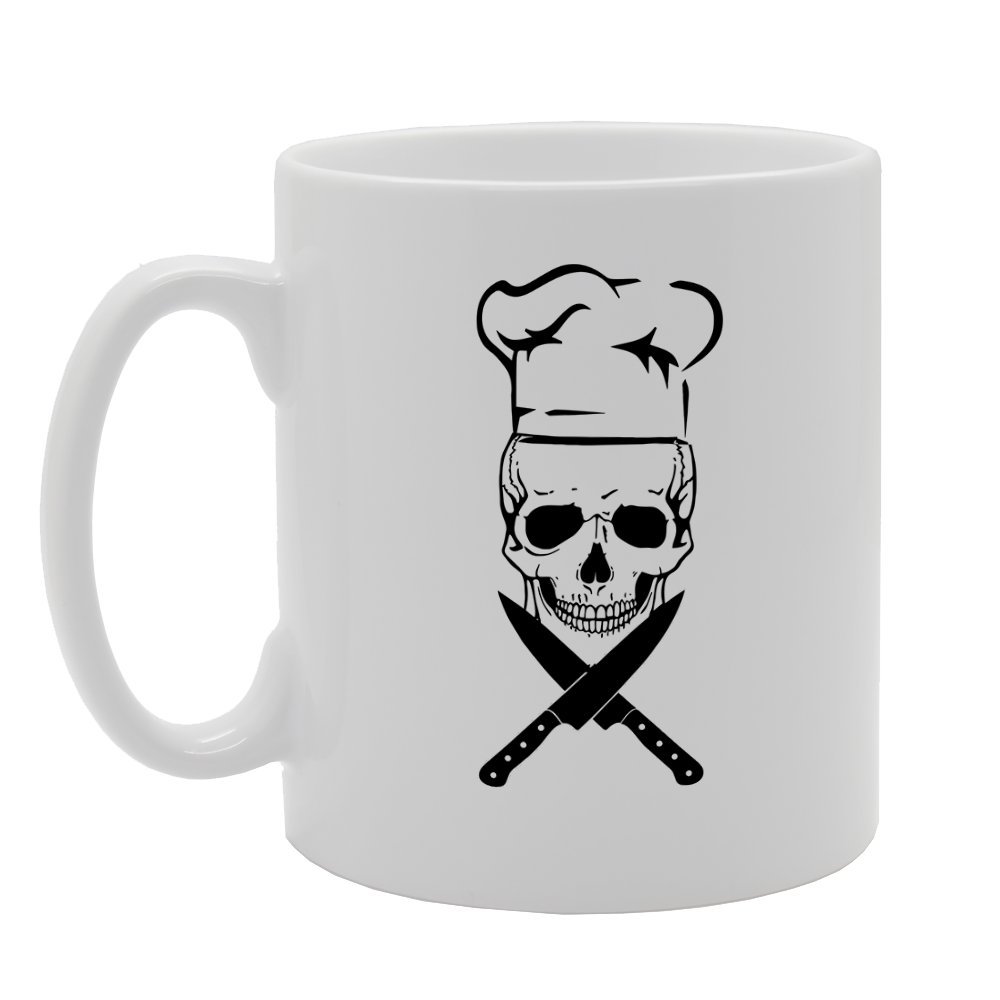Coralgraph Inc Men's White Mg1916 Skeleton Skull Chef Knife Gift Novelty Gift Printed Tea Coffee Ceramic Mug