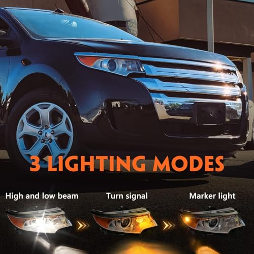 FIONE for Ford Edge Headlight Assembly 2011 2012 2013 2014 Halogen Replacement Projector Headlamp SE SEL Limited Right Passenger Side RH BT4Z13008A - Image 5